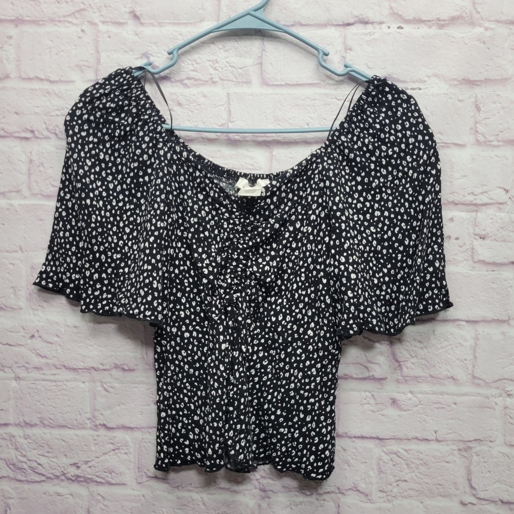 Urban Romantics Black Spotted Crop Top Juniors Size S Dark Fairy Whimsygoth Twee